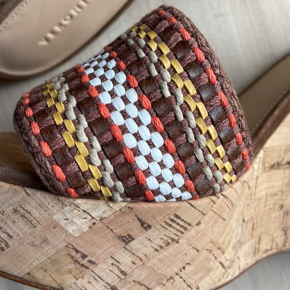 VERONICA BEARD NWOT Womens Sz 9.5 Dali Multi Woven Cork Wedge Sandals Brown - Picture 8 of 16